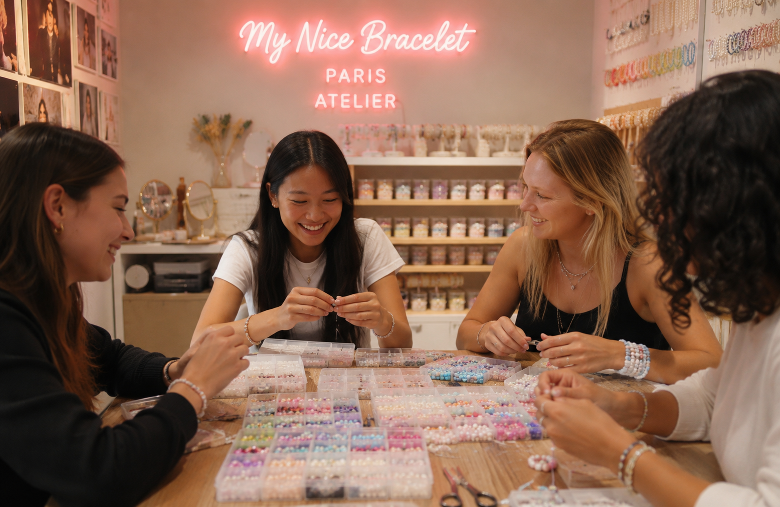 Atelier EVJF à Paris — création de bracelets entre amies chez My Nice Bracelet