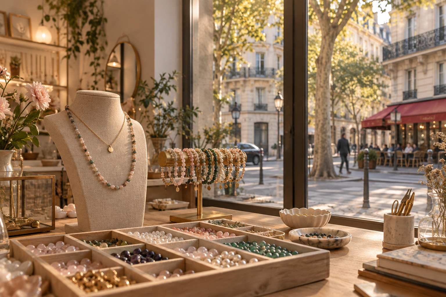 Vitrine de l'atelier My Nice Bracelet Arc de Triomphe, 3 rue du Général Lanrezac, dans le 17e arrondissement de Paris