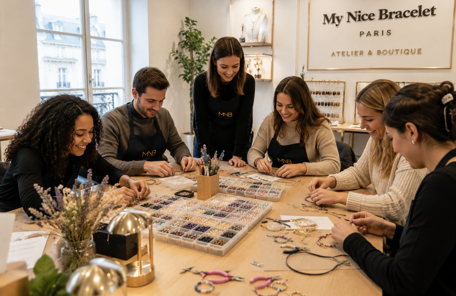 Team building créatif à Paris — atelier de création de bracelets en entreprise